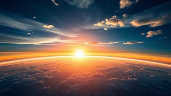 Stunning sunrise from space highlighting Earth's horizon, Energy from Space