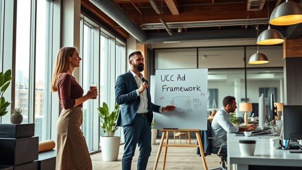 Modern office environment showcasing UGC marketing strategies in 2026.