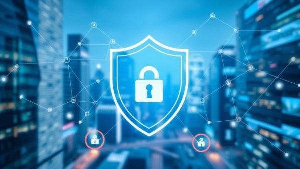 Digital cityscape with shield emblem, highlighting non-dilutive funding benefits.