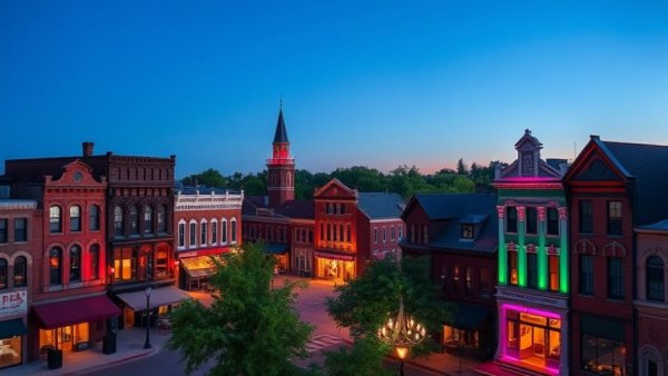 Twilight Midwest town showcasing architecture for 2025 market trends.