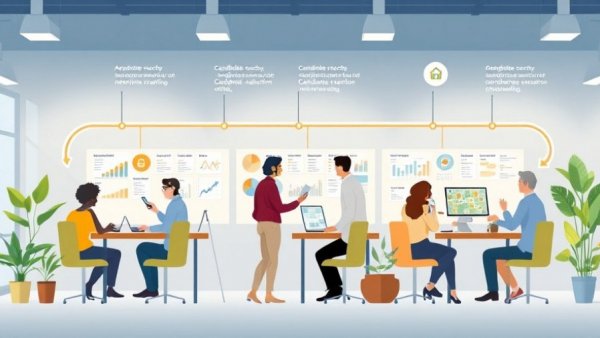 Illustrated workflow to optimize recruiting process in office settings.