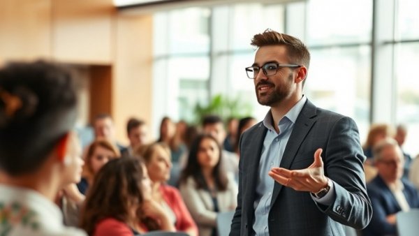 Businessman presenting at MoEngage funding event.