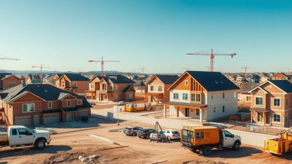 Expansive construction site showcases affordability of new builds.