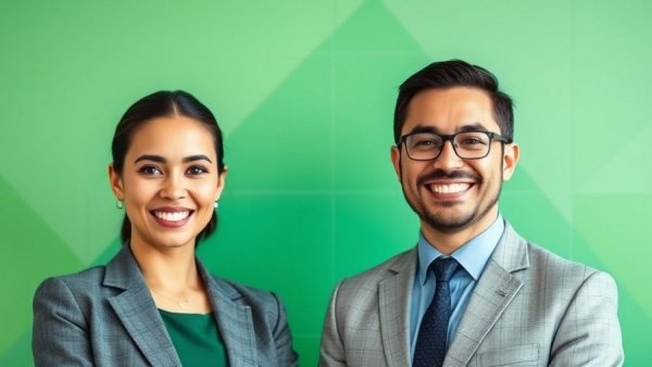 Two professionals in healthcare startups smiling confidently.