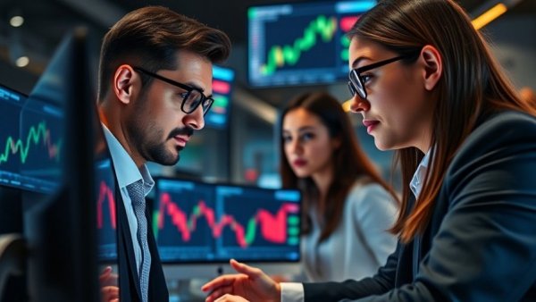 Business professionals reviewing multifamily investing metrics on screen.