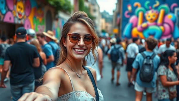 User-Generated Content Marketing event with a young woman taking a selfie.