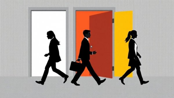 Abstract illustration of individuals representing 2025 tech layoffs.