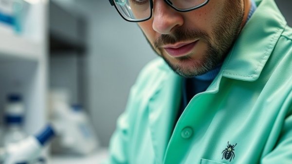 Insect farming lab coat, person working, startup focus.