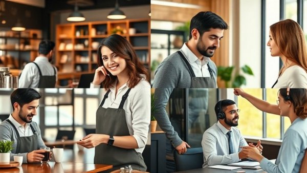 Professionals providing personalized customer service in various settings.