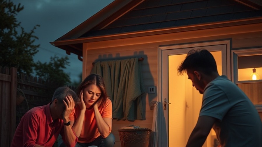 Frustrated people struggling with household issues, depicting emotional pain.