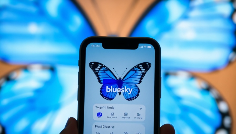 Bluesky app screen with butterfly logo.