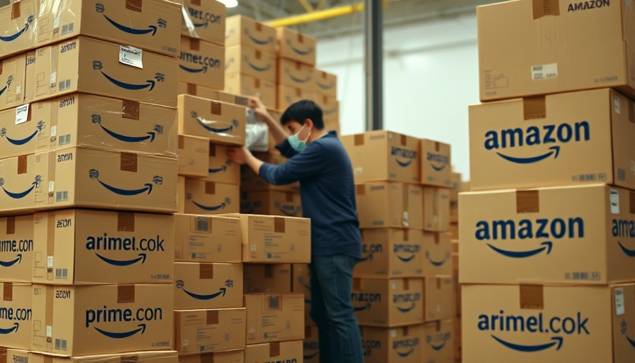 Amazon Prime boxes being organized, starting dropshipping business.