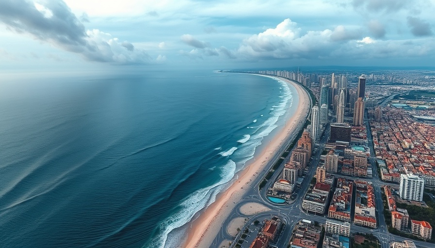 Expansive coastal city view illustrating impact of immigration on property values.