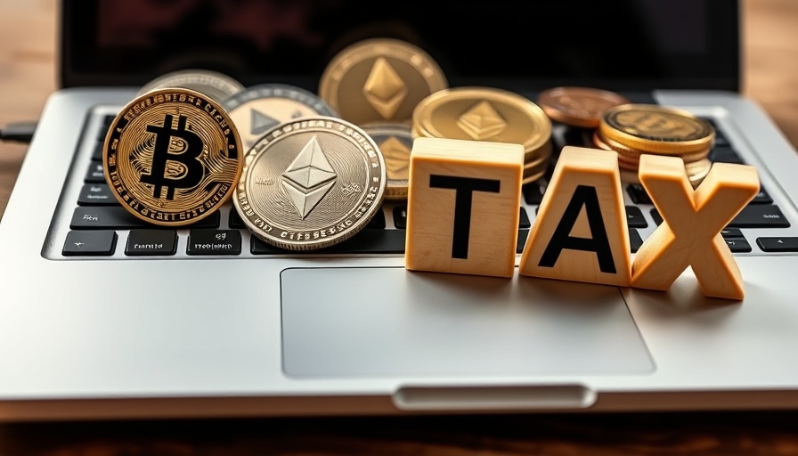 Crypto Tax Guide for Small Business Owners image showing coins on keyboard.