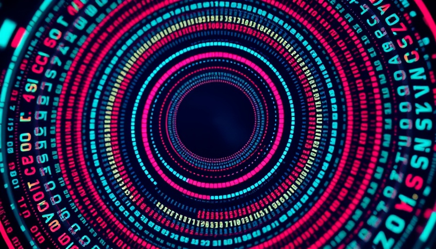 Futuristic data pattern visualizing binary code.
