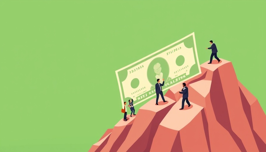 Laude Institute AI Research Funding depicted as business figures scaling a mountain towards a dollar sign in an illustration.