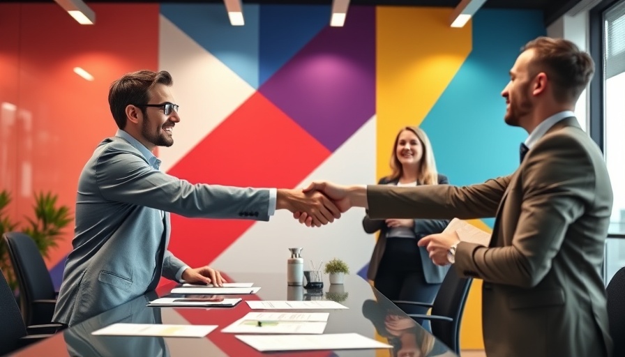 Professionals discussing outdated real estate business strategies in bright office.