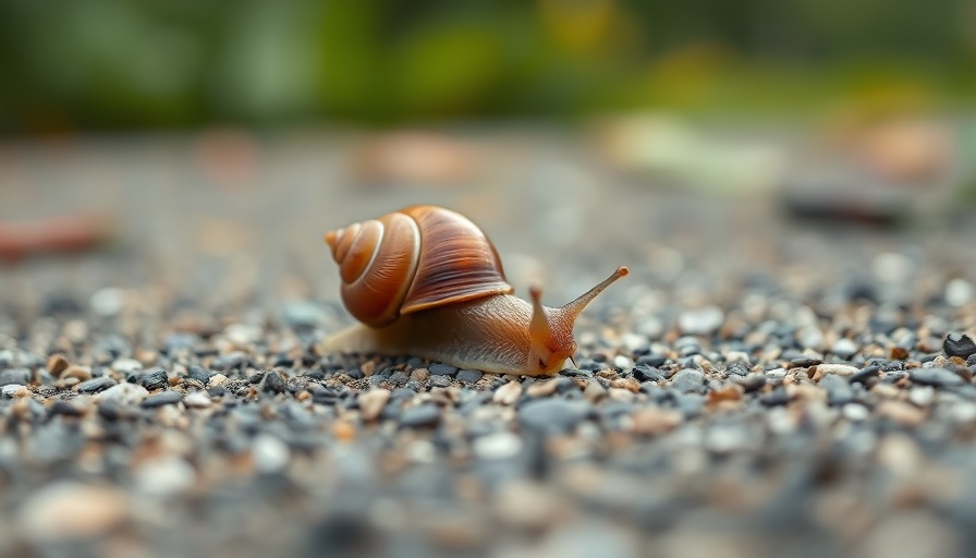 Snail on pavement symbolizing home price growth decline, moving slowly.