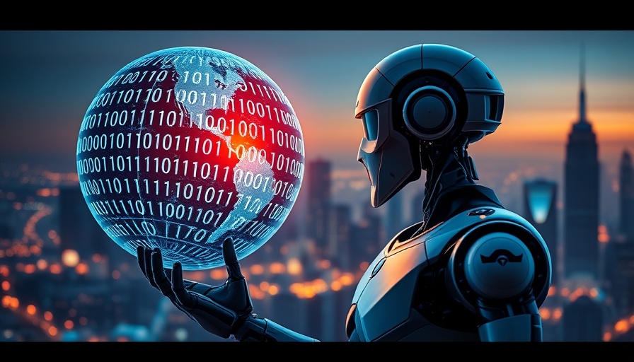 AI in real estate advertising with robot and digital elements.