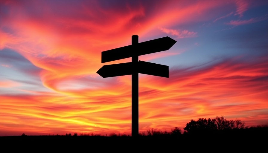 Silhouette signpost at sunset symbolizing AI-Shaped Buyer Journey.