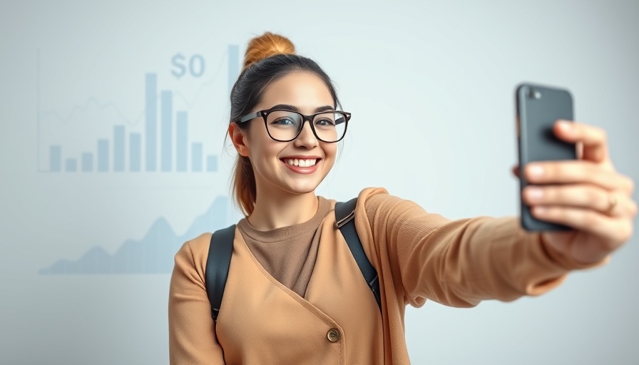 Creator Earnings Report 2025 with young woman taking a selfie.