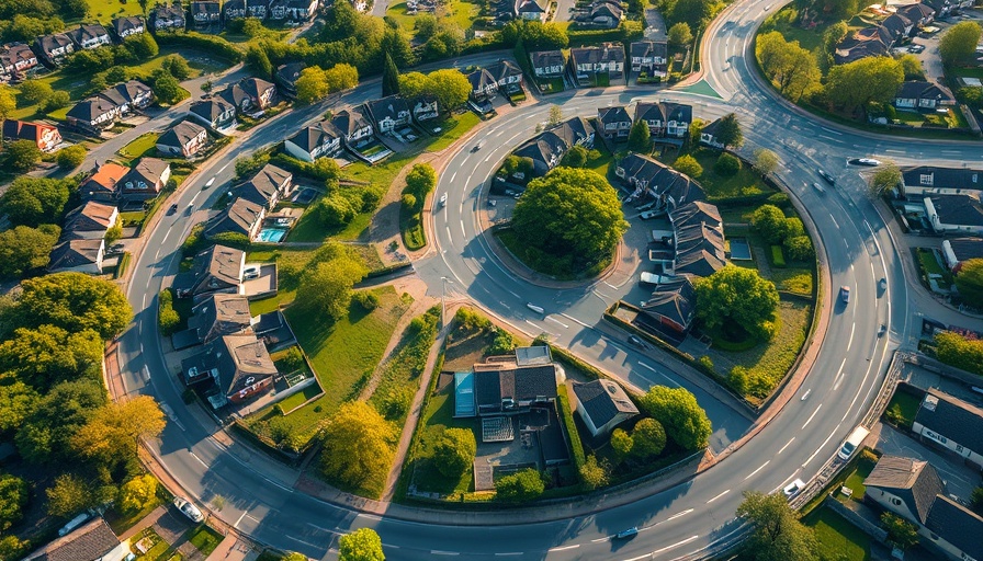 Aerial view of suburban neighborhood illustrating US home prices and inflation trends.
