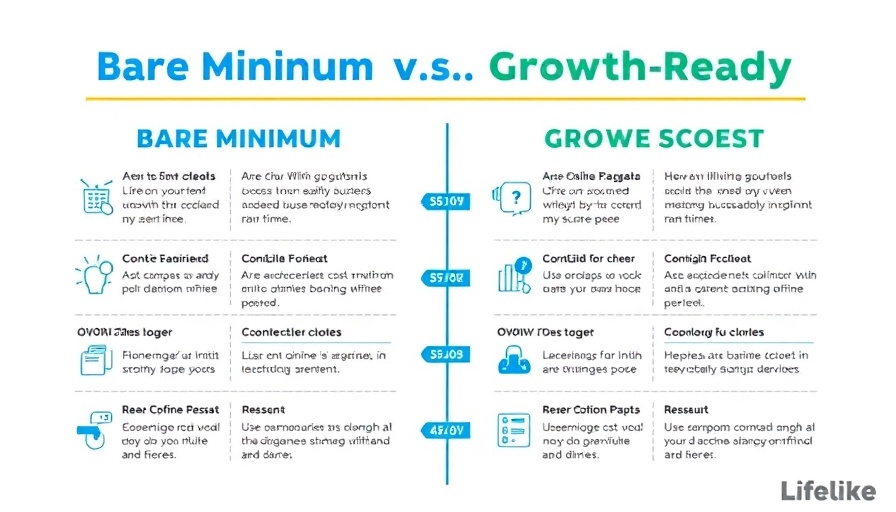 Infographic comparing costs to start an online business: bare minimum vs growth-ready.