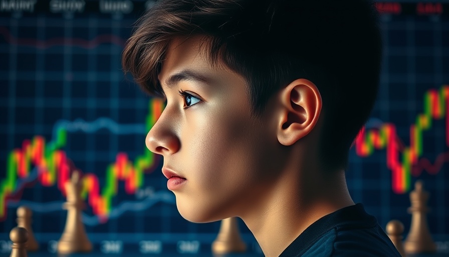 Strategic investing concept with portrait and financial chart.