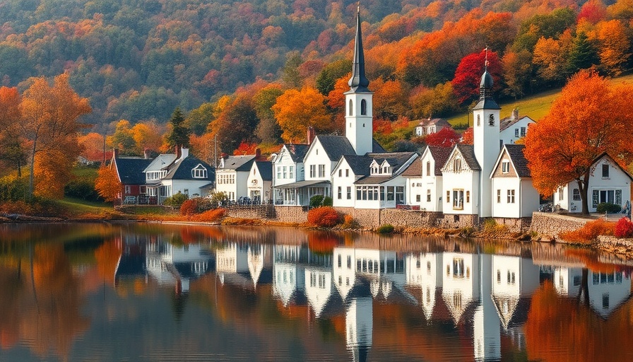 Charming village reflection in lake during autumn, Taylor Swift Tax on vacation homes