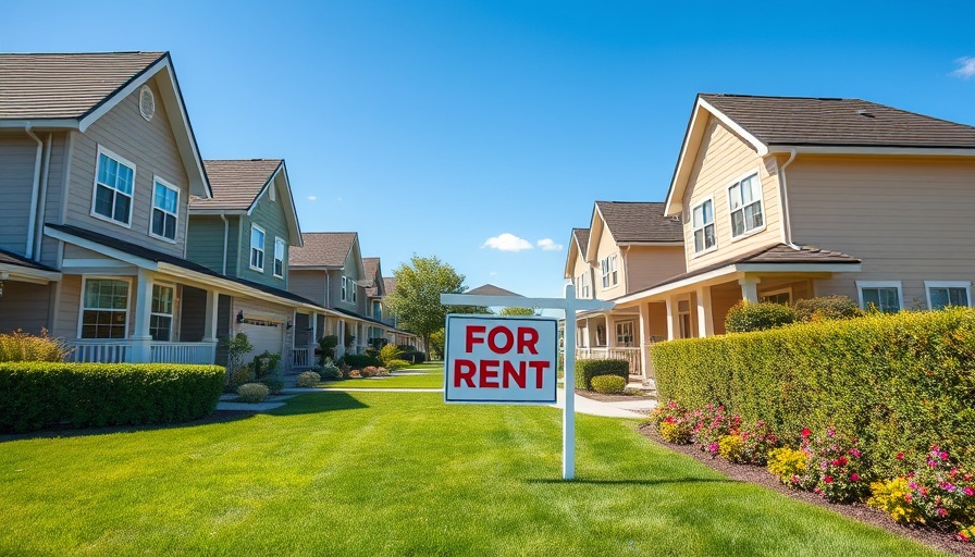 Suburban houses with 'For Rent' sign, housing markets for fast rentals.