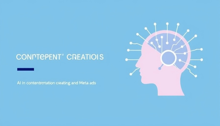 AI in content creation and Meta ads digital illustration, minimalistic design.