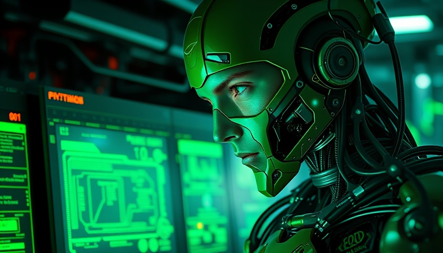 Futuristic cyborg with digital screens for old school SEO for real estate.