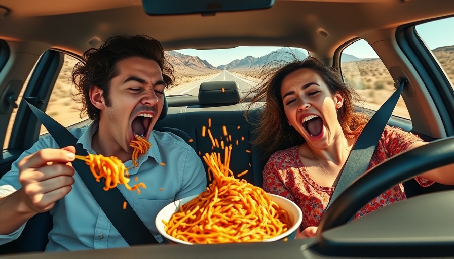 Fast dining experiences for influencers featuring messy spaghetti car ride.