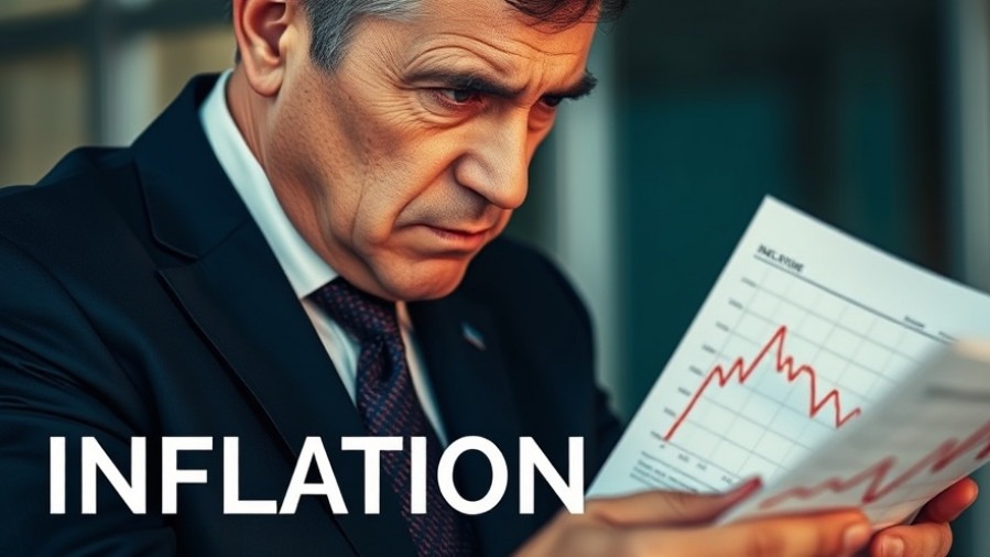 Business leader concerned about inflation impact on businesses, reviewing fluctuating charts.