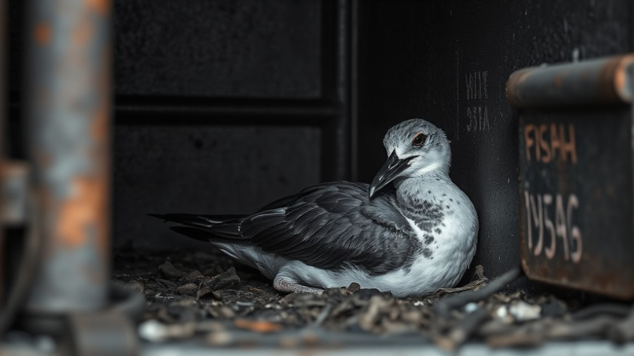 Injured Florida shorebird resting in sturdy metal cargo area.