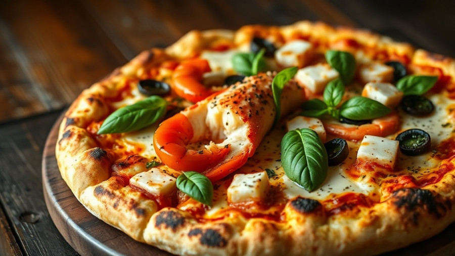 Il Leone Pizza Park Slope gourmet lobster pizza on wooden table.