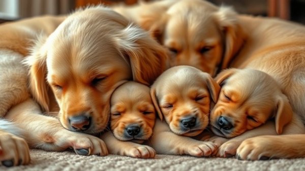 Golden Retriever and puppies nursing, 'How Old Can Dogs Be To Have Puppies?' text overlay.