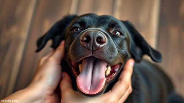 A joyful dog being petted with love, showcasing a badass demeanor.