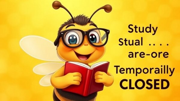 Feldheym Central Library Study Rooms Temporarily Closed cartoon bee notice