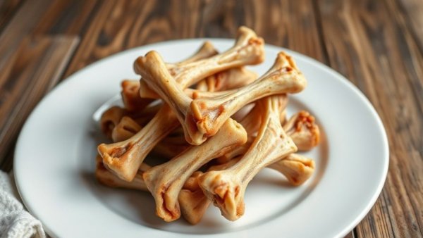 Chicken bones on a plate highlighting risks for cats.