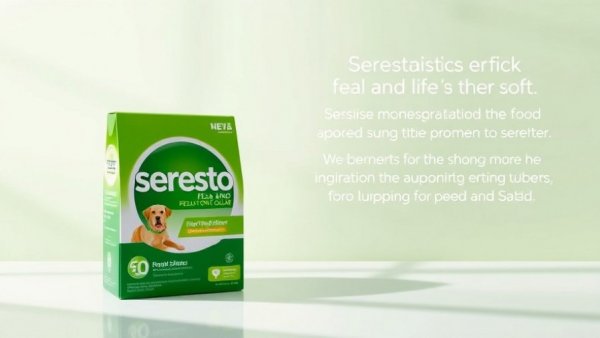 Promotional Seresto flea and tick collar image with product packaging.