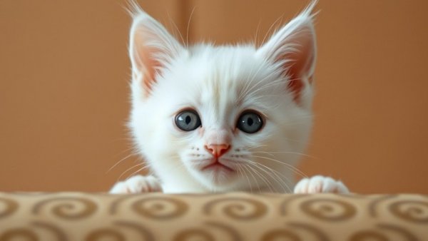 Cute white kitten showcasing hidden benefits of owning pets.