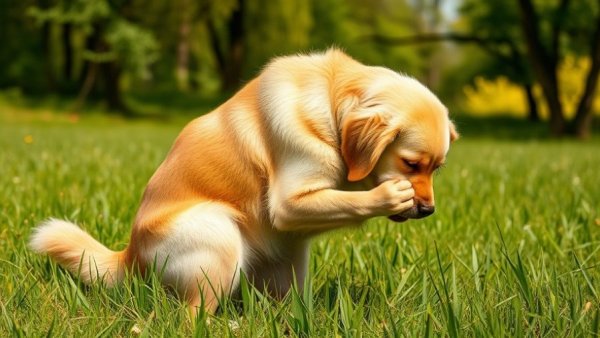 Golden Retriever scratching outdoors, Flea and Tick Control for Pets guide.