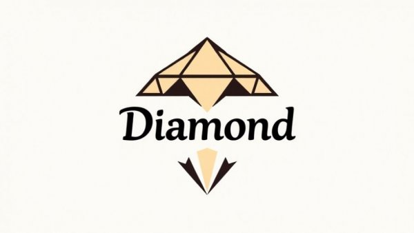 Geometric diamond-shaped logo with stylized text.