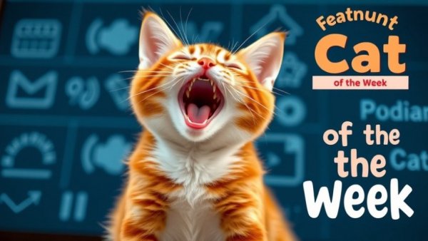 Playful orange and white cat mid-yawn, Catster Photo Contest Winner display.