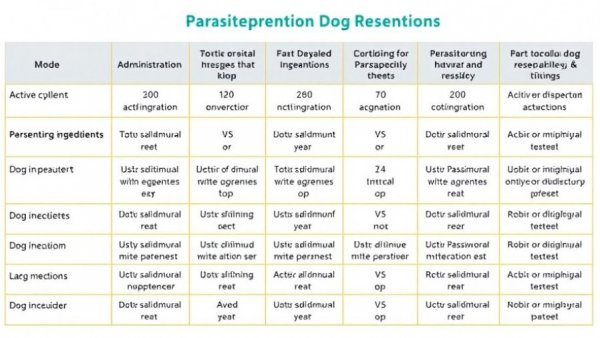 Table comparing heartworm prevention medications for dogs, highlighting different features.