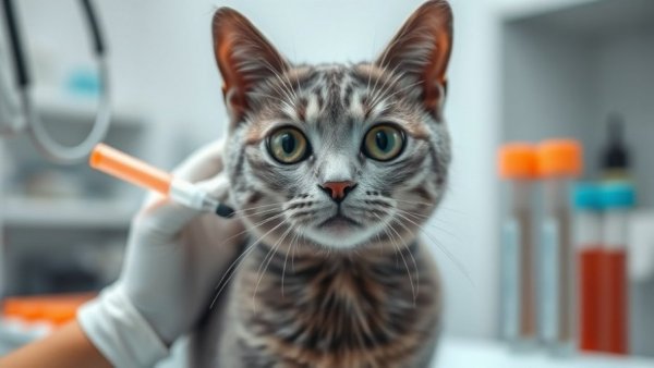 Vet examining cat for fleas in a lab setting.