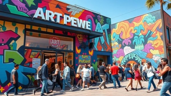 Art venue with vibrant murals during Miami Art Week.