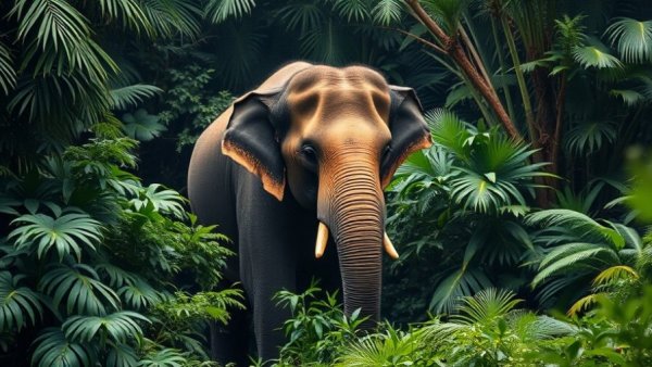 Asian elephant in dense Bangladesh jungle, elephant poaching in Bangladesh