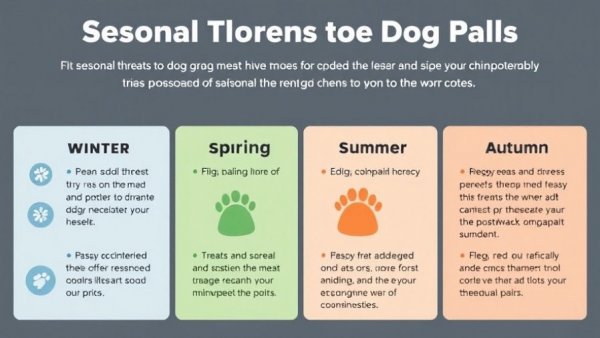 Informative chart on how to care for your dog's paws with seasonal tips.